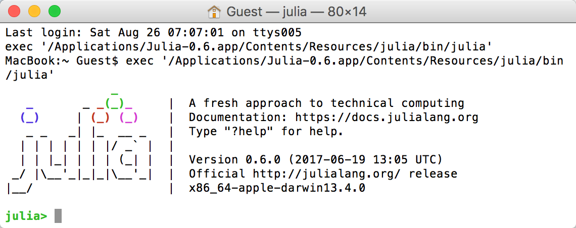 Julia060 Mac console